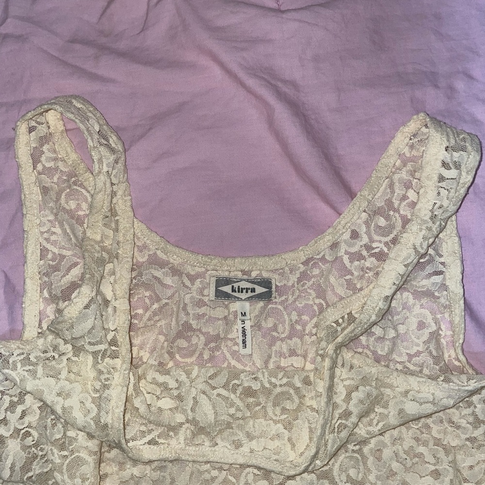 Cream lace overlay tank top